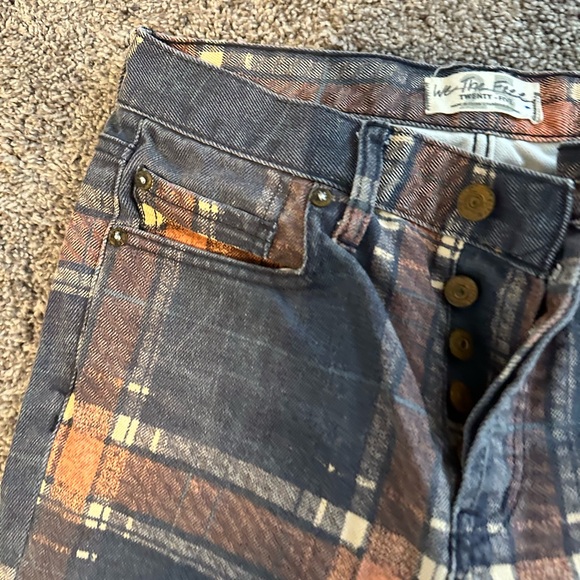 Free People Plaid Boyfriend Jeans - Picture 3 of 7